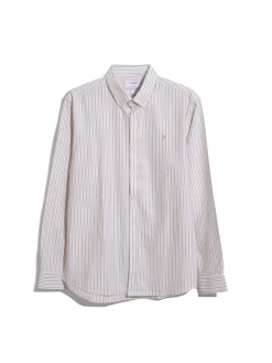 Farah Brewer Casual Fit Stripe Organic Cotton Long Sleeve Shirt In Moss Green -Farah 2 3b287148 4d2b 480f 9a10 506a1134e948