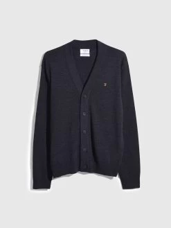 Farah Mullen Slim Fit Merino Wool Cardigan Sweater In Charcoal