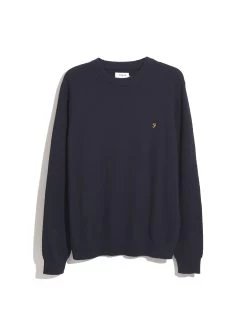 Farah Edwards Crew Neck Jumper In True Navy -Farah F4GSE001412