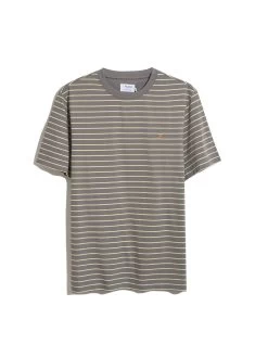 Farah Oakland Regular Fit Bretton Stripe T-Shirt In Rail Grey -Farah F4KFD043039