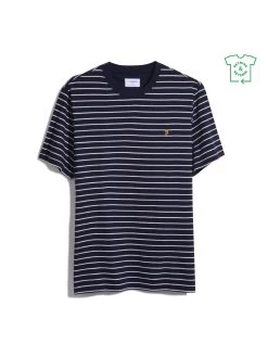 Farah Oakland Regular Fit Bretton Stripe T-Shirt In True Navy -Farah F4KFD043412