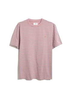 Farah Oakland Regular Fit Bretton Stripe T-Shirt In Dark Pink -Farah F4KFD043656