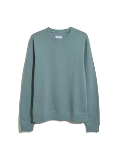 Farah Tim Organic Cotton Crew Neck Sweatshirt In Brook Blue -Farah F4KFD076325