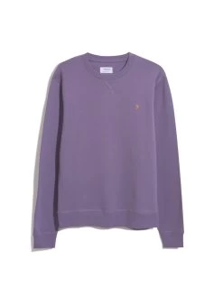Farah Tim Organic Cotton Crew Neck Sweatshirt In Slate Purple -Farah F4KFD076516