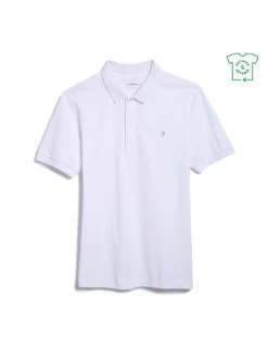 Farah Blanes Slim Fit Organic Cotton Polo Shirt In White -Farah F4KSB068104