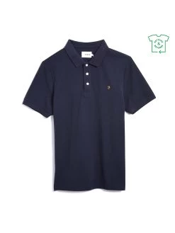 Farah Blanes Slim Fit Organic Cotton Polo Shirt In True Navy -Farah F4KSB068412