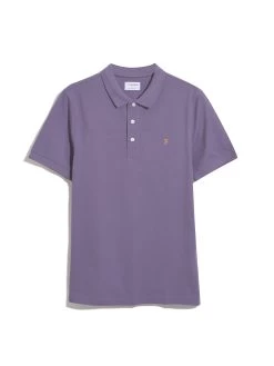 Farah Blanes Organic Cotton Short Sleeve Polo Shirt In Slate Purple -Farah F4KSB068516