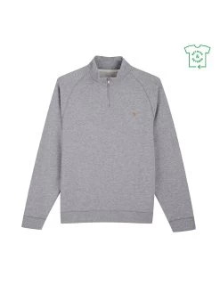 Farah Jim Organic Cotton Quarter Zip Sweatshirt In Light Grey Marl -Farah F4KSB073042