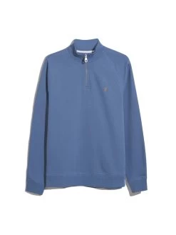 Farah Jim Organic Cotton Quarter Zip Sweatshirt In Sheaf Blue 11 Farah Jim Organic Cotton Quarter Zip Sweatshirt In Sheaf Blue -Farah F4KSB073486
