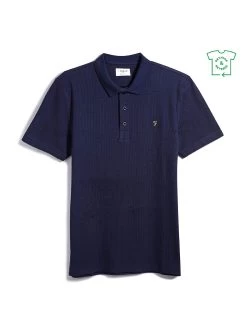 Farah Forster Textured Polo Shirt In Indigo -Farah F4KSC017958