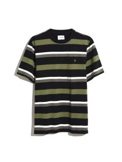 Farah Caspar Regular Fit Stripe T-Shirt In True Navy -Farah F4KSE037412