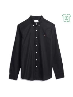 Farah Brewer Slim Fit Organic Cotton Oxford Shirt In Black -Farah F4WSB060010