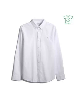 Farah Brewer Slim Fit Organic Cotton Oxford Shirt In White -Farah F4WSB060104