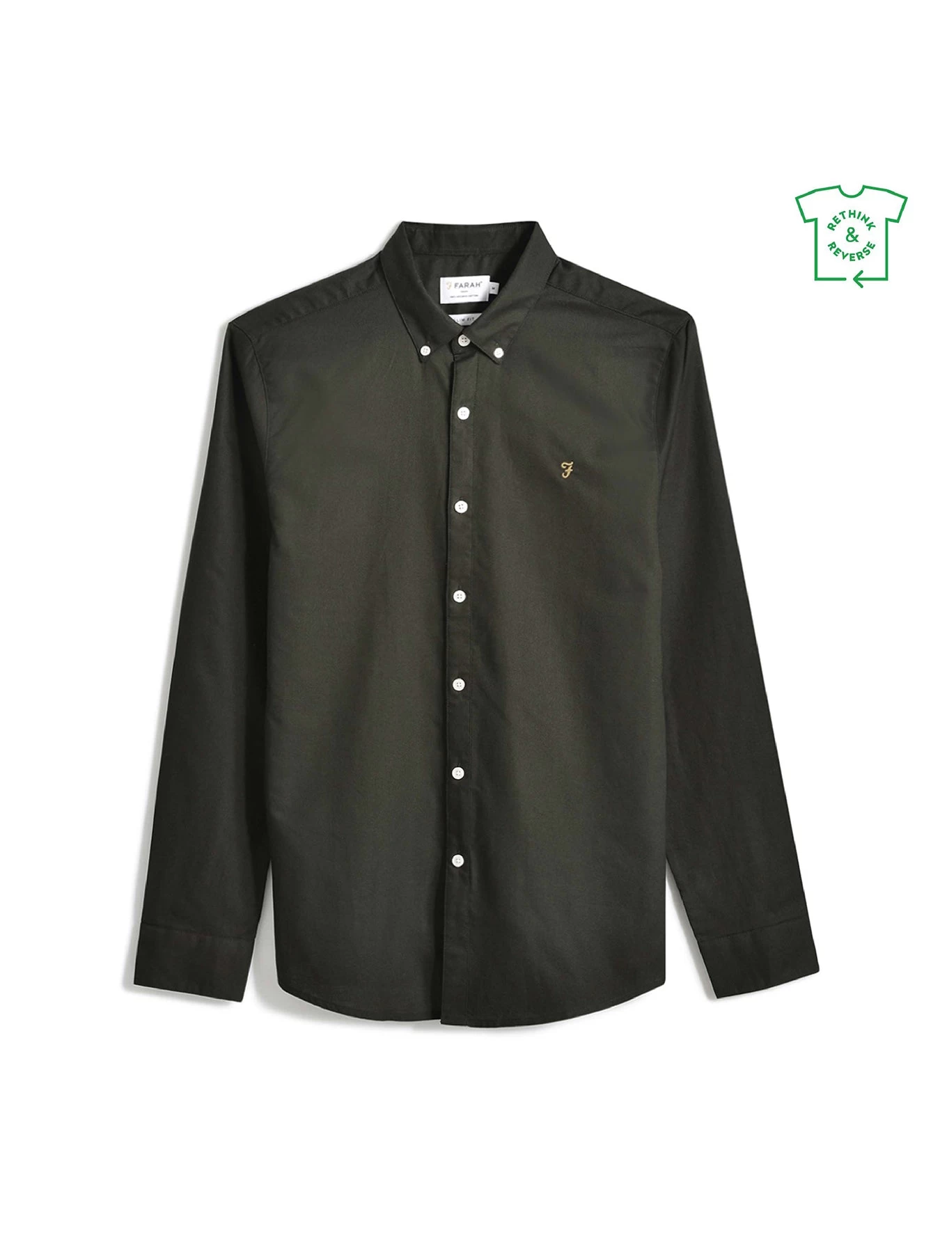 Farah Brewer Slim Fit Organic Cotton Oxford Shirt In Evergreen 7 Farah Brewer Slim Fit Organic Cotton Oxford Shirt In Evergreen - Image 5