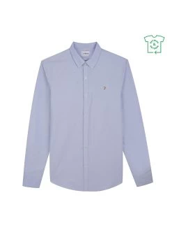 Farah Brewer Slim Fit Organic Cotton Oxford Shirt In Sky Blue -Farah F4WSB060468