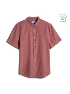 Farah Brewer Short Sleeve Shirt In Clay Red -Farah F4WSB061624