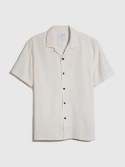 Farah Rincon Relaxed Fit Short Sleeve Revere Overshirt In Ecru -Farah F4WSD041 280