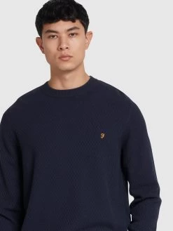 Farah Edwards Crew Neck Jumper In True Navy -Farah a2m2plrj06g4vb7xs90l