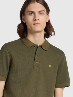 Farah Como Regular Fit Micro Check Polo Shirt In Olive Green -Farah a5fmsavhtt2ppnt4aosf