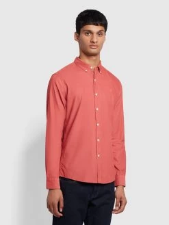 Farah Fontella Slim Fit Corduroy Shirt In Dark Rose
