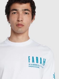 Farah O'Donnell Regular Fit Long Sleeve Organic Cotton T-Shirt In White -Farah awcxlqxywjsmnlb4yypt