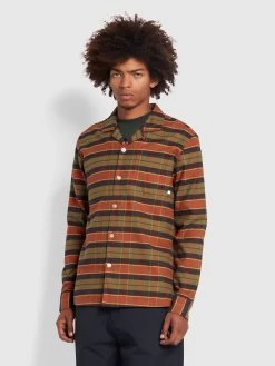 Farah Bovell Check Reserve Organic Cotton Shirt In Terracotta