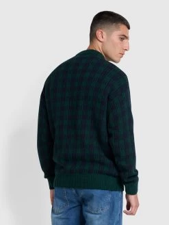 Farah Mossmun Check Crew Neck Jumper In Botanic Green -Farah bxljfrrbeoespv9pwbxa