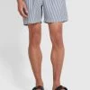 Farah Colbert Seersucker Stripe Swim Shorts In True Navy