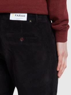 Farah Elm Stretch Corduroy Trousers In Black -Farah bzjel2u7hvfzzz4iyqhc
