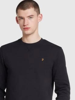 Farah Tim Organic Cotton Crew Neck Sweatshirt In Black -Farah cayoeq7xi2afjcjz8fax