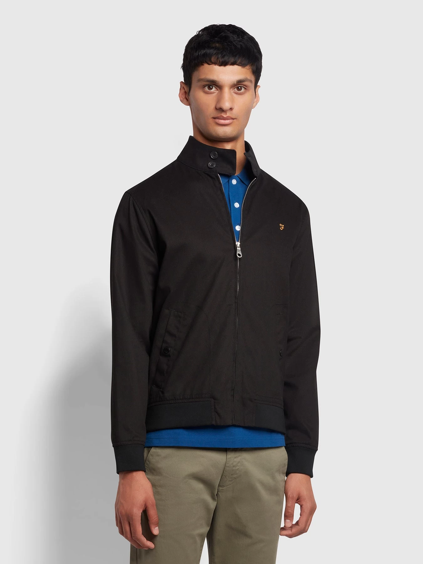 Farah Waldorf Regular Fit Harrington Organic Cotton Jacket In Black 3 Farah Waldorf Regular Fit Harrington Organic Cotton Jacket In Black