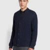 Farah Gabriel Regular Fit V Neck Cardigan In True Navy
