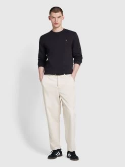 Farah Hawtin Tapered Fit Twill Trousers In Fog