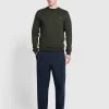 Farah Hawtin Tapered Fit Canvas Drawstring Trousers In True Navy