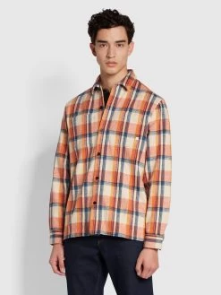 Farah Whistler Relaxed Fit Organic Cotton Check Shirt In Cream