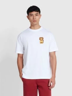 Farah Xavier Lion Graphic Print T-Shirt In White