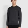 Farah Mullen Slim Fit Merino Wool Crew Neck Jumper In Charcoal -Farah cyjbxsskk03k867mpsqm