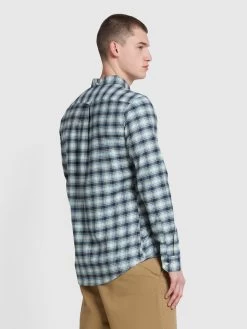 Farah Fraser Slim Fit Check Long Sleeve Shirt In Brook Blue -Farah czbpfxl69859jnbyyzor