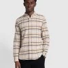 Farah Chambers Casual Fit Long Sleeve Check Shirt In Cream