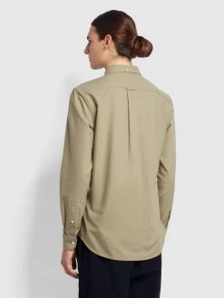 Farah Brewer Slim Fit Organic Cotton Oxford Shirt In Beige -Farah d8hnerkq3ibfyqsvpuht