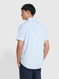 Farah Brewer Stripe Short Sleeve Shirt In Sky Blue -Farah djvmbwrqjttfvp2dgdlg
