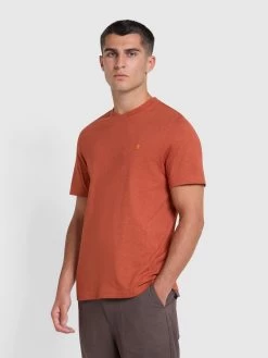 Farah Danny Regular Fit Organic Cotton T-Shirt In Teak Marl