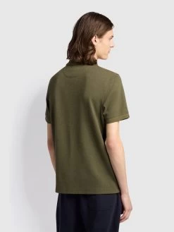 Farah Como Regular Fit Micro Check Polo Shirt In Olive Green -Farah dqbl3xtks218tnjdimjb