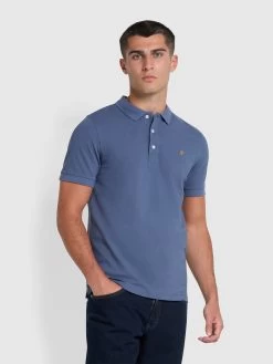 Farah Blanes Slim Fit Organic Cotton Polo Shirt In River Bed