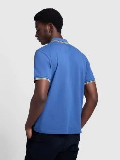 Farah Alvin Regular Fit Tipped Collar Polo Shirt In Steel Blue -Farah dwfu64gp8nqjilnhfpq9