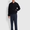 Farah Hawtin Relaxed Fit Hopsack Cropped Trousers In True Navy
