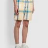 Farah Trehurst Regular Fit Organic Cotton Twill Check Shorts In Yellow