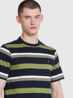 Farah Caspar Regular Fit Stripe T-Shirt In True Navy -Farah e7toft5jeloc6dzrqdwg