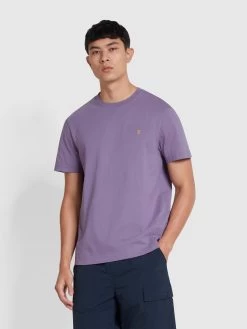 Farah Danny Regular Fit Organic Cotton T-Shirt In Slate Purple