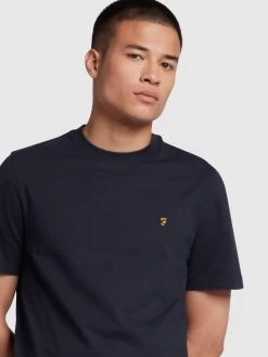 Farah Danny Regular Fit Organic Cotton T-Shirt In True Navy -Farah eli8dg1pweuayfjluimz